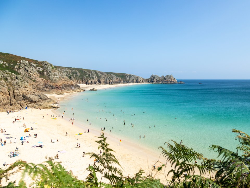 Porthcurno beach in cornwall