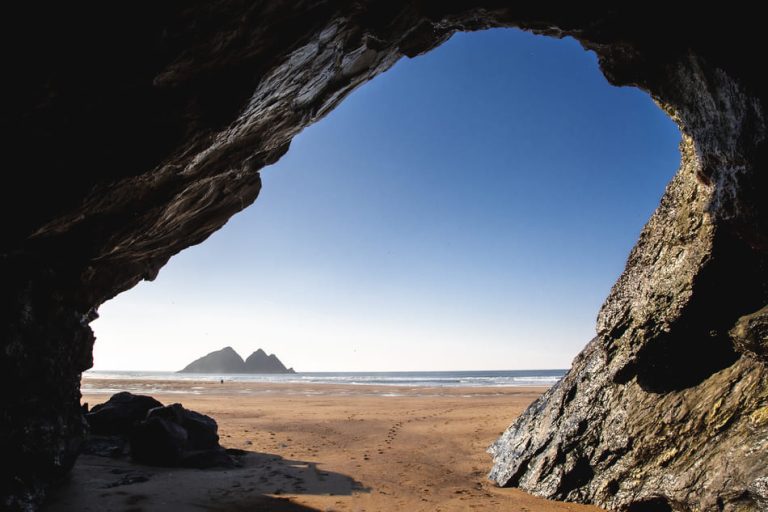 Holywell bay beach Cave