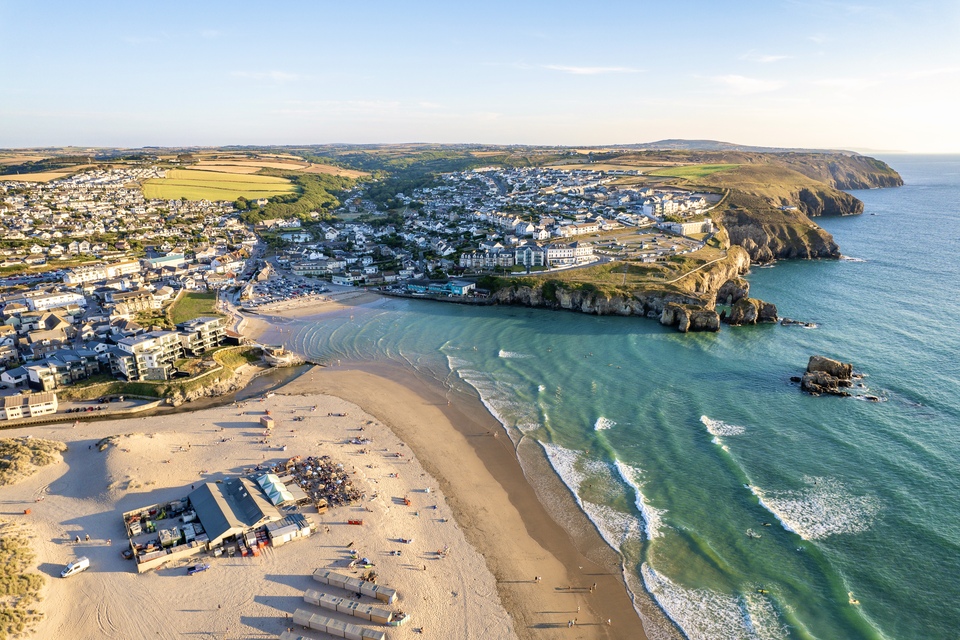 perranporth high tide with watering hole