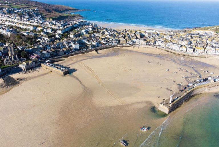st ives harbour beach aerial