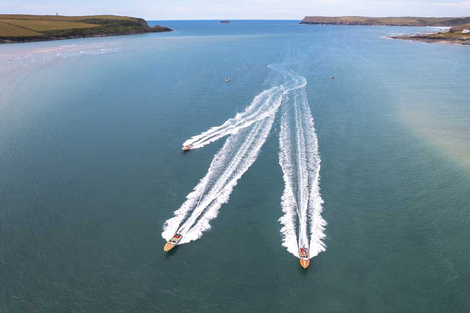 Boats coming down Camel Estuary