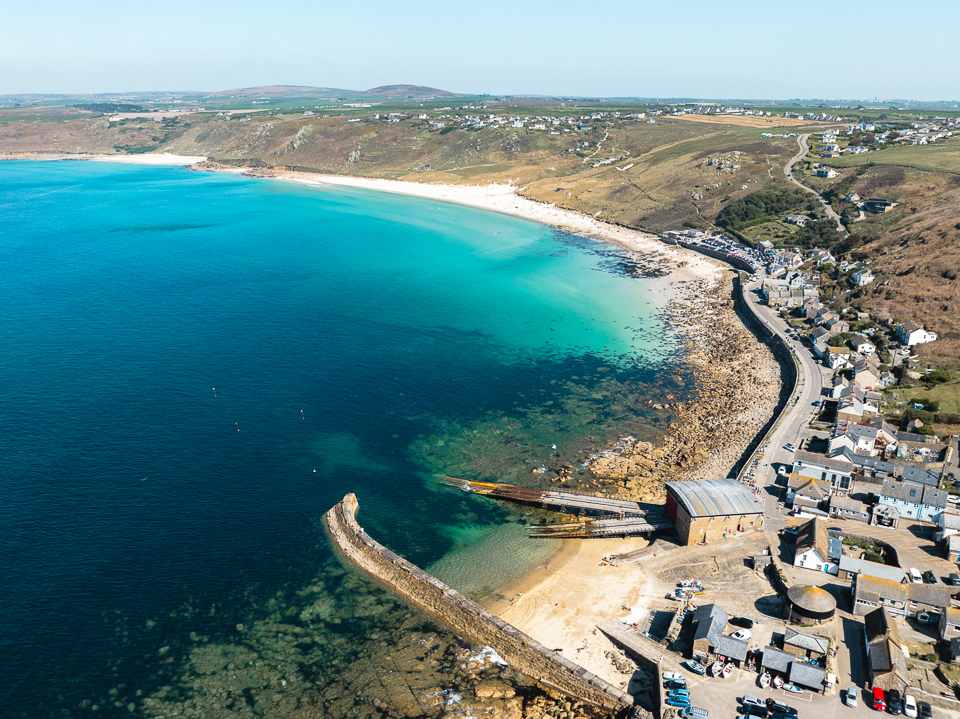 Sennen town drone photography